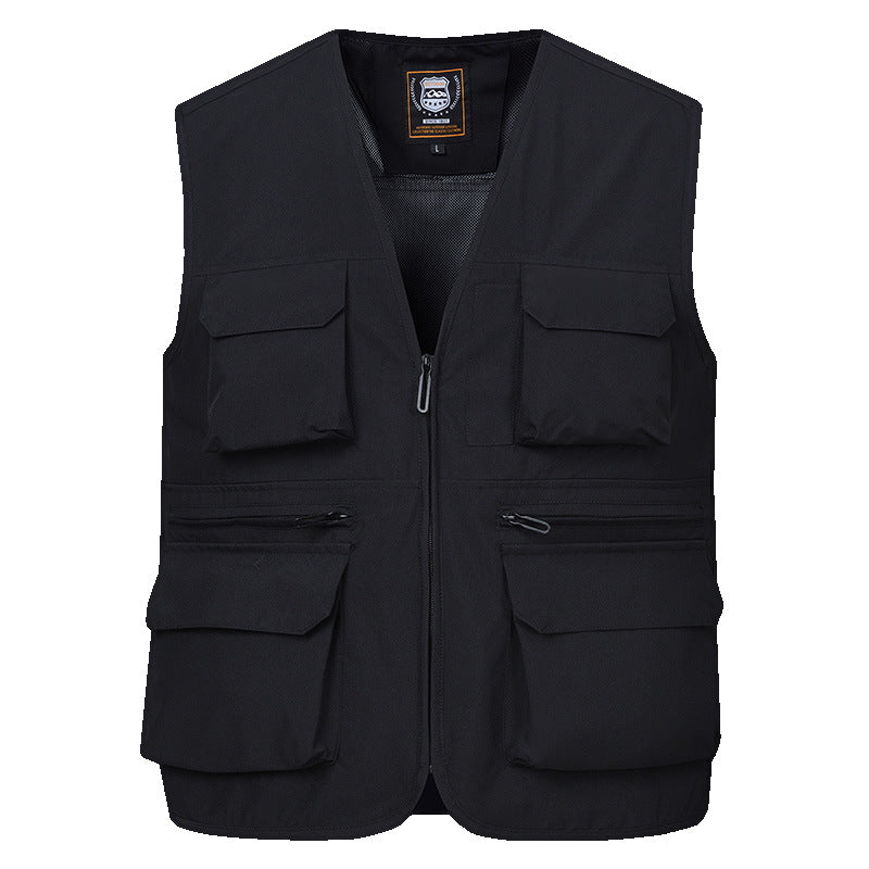 Herren Multitaschen-Utility-Weste mit durchgehendem Reißverschluss, atmungsaktivem Mesh-Futter und großvolumigen Klapp- und Reißverschlusstaschen Shop Nory