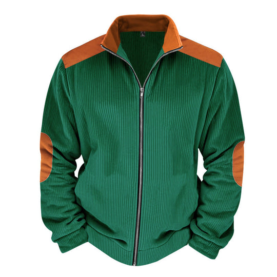 Herren Sportliche Zip-Jacke mit Rippenstruktur und Kontrastärmel