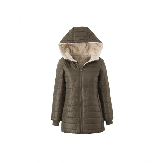 Damen Steppmantel mit Teddyfutter-Kapuze und wärmender Wattierung Shop Nory