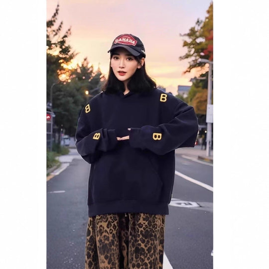 Unisex Urbaner Kapuzenpullover mit großem Druck Shop Nory