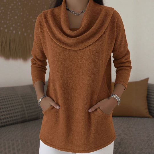 Damen Kuscheliger Feinstrick-Pullover mit Schalkragen und Eingrifftaschen Shop Nory