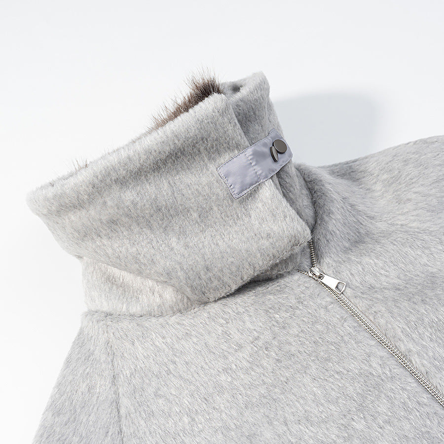 Damen Kurzjacke mit voluminösem Kunstfellkragen und Oversize-Schnitt Shop Nory