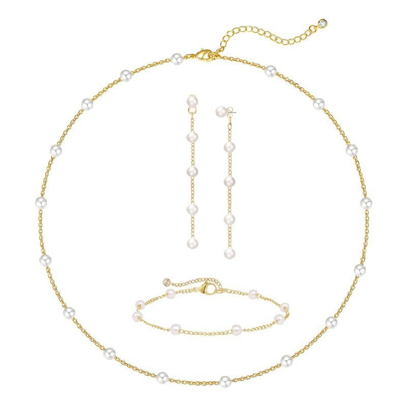 Damen Schmuckset mit zarten Perlen und filigranen Gliederketten Shop Nory