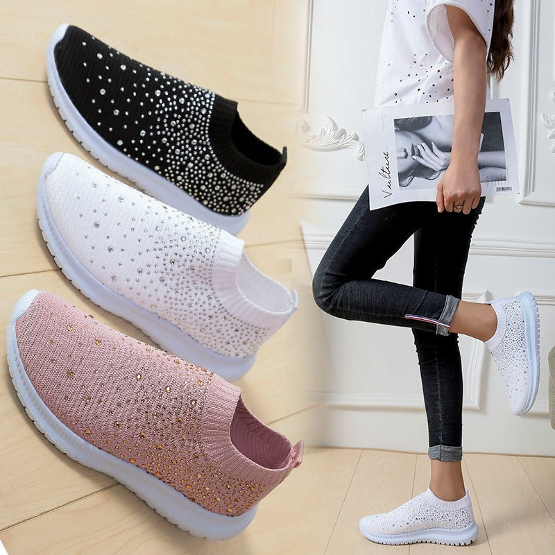 Damen Strick-Slipper-Sneaker mit Strassbesatz und flexibler Komfortsohle Shop Nory
