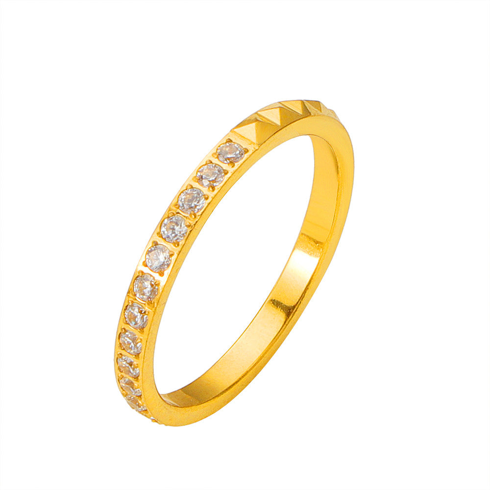 Damen Ring mit funkelndem Zirkonia-Besatz und modernem Struktur Shop Nory