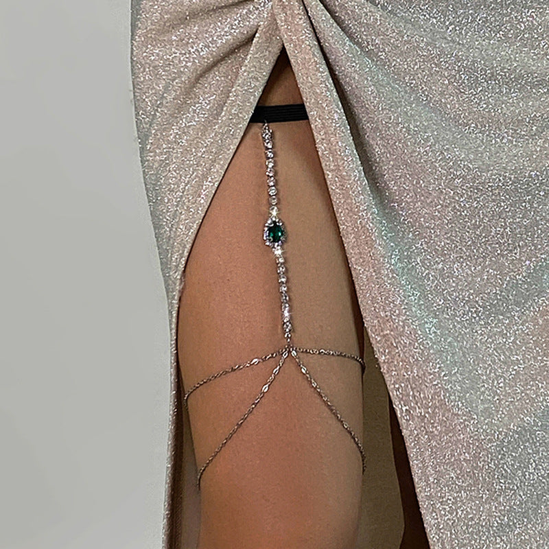 Damen Beinschmuck-Kette mit stilvollen Kristallakzenten