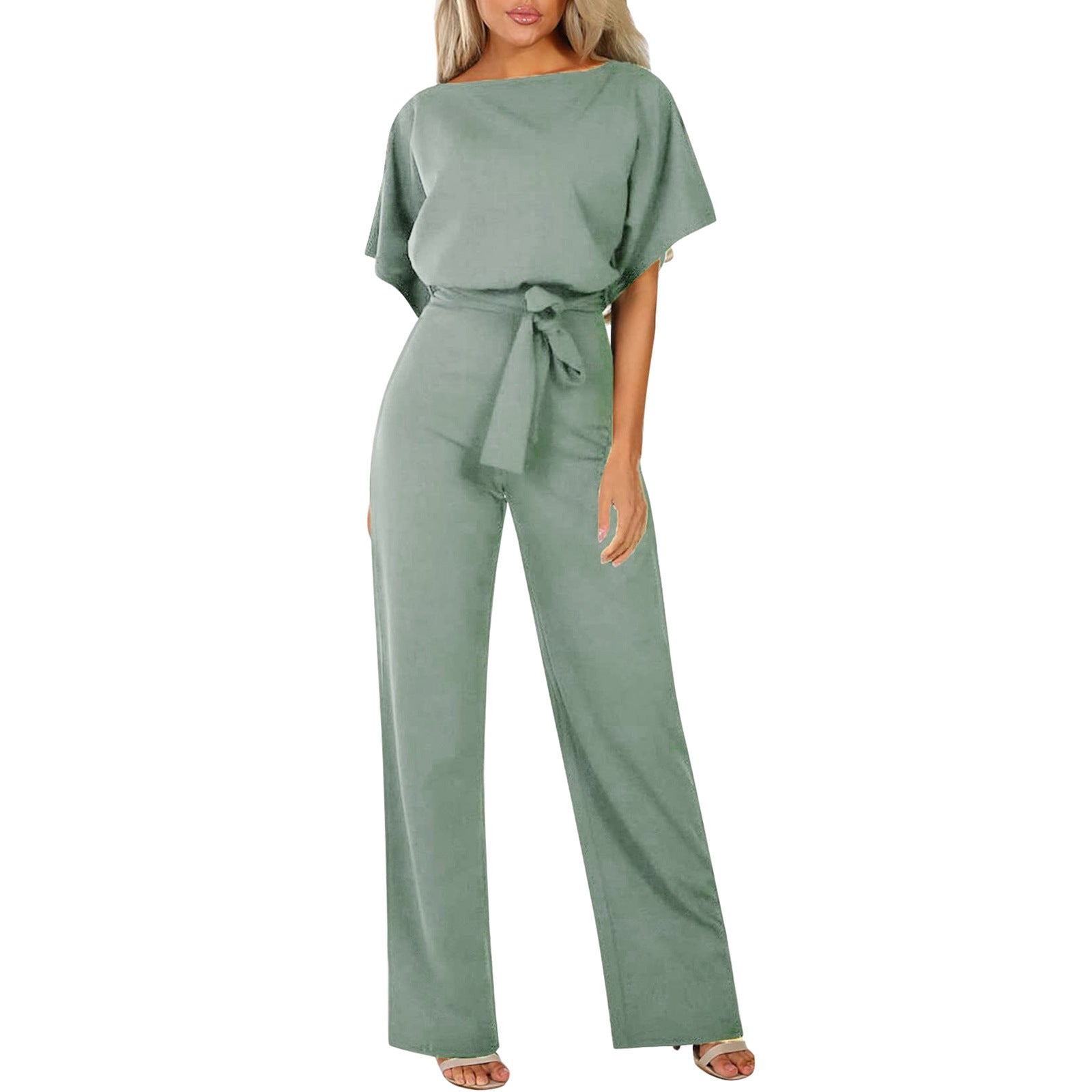Damen elegantes Set bestehend aus fließender Bluse und weit geschnittenen Hosen