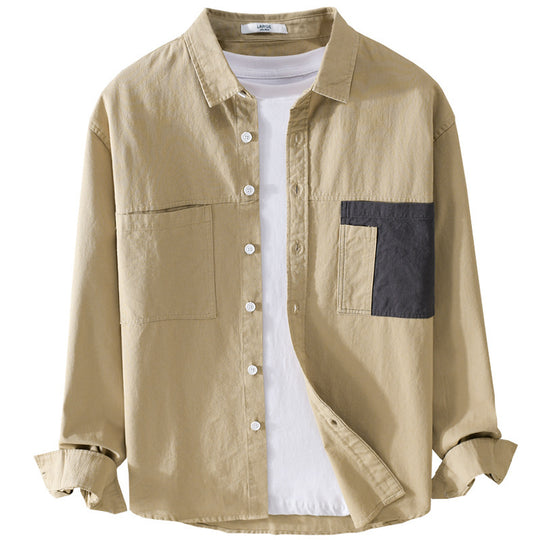 Herren Leichtes Baumwoll-Overshirt mit Kontrast-Brusttasche und Relaxed-Fit Shop Nory