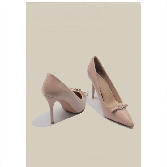 Damen Spitz zulaufende Lack‑Pumps mit hohem Stiletto‑Absatz und Kristall‑Schleifenapplikation Shop Nory