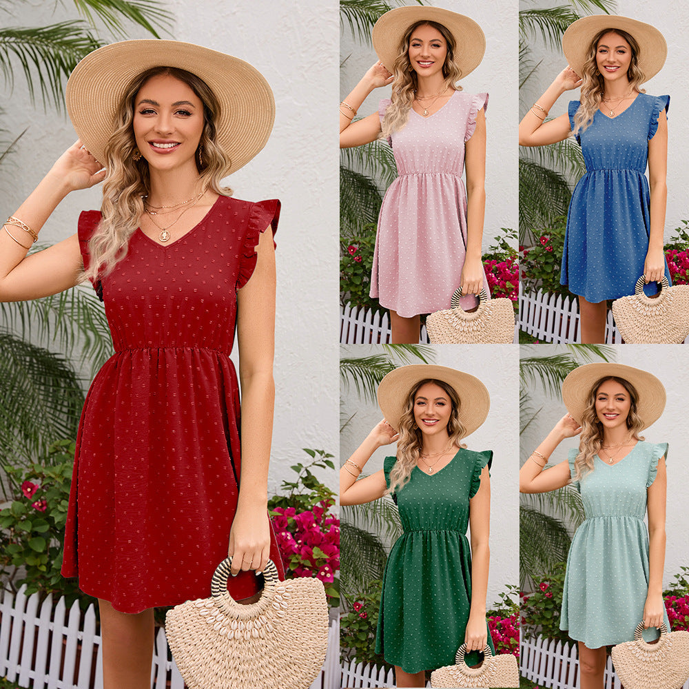 Damen Verspieltes Freizeitkleid mit Rüschendetails und tailliertem Schnitt Shopnory