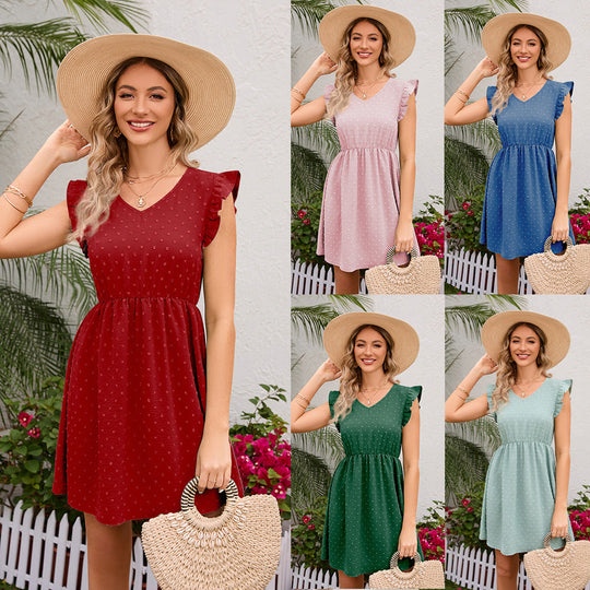 Damen Verspieltes Freizeitkleid mit Rüschendetails und tailliertem Schnitt Shopnory
