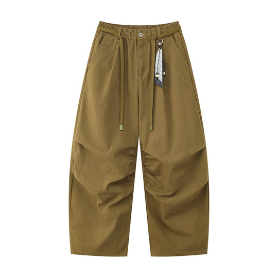 Damen Weite Culotte‑Hose mit Elastikbund, Stufenfalten und dekorativem Tuchanhänger Shop Nory