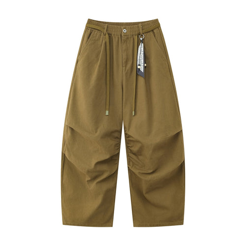 Damen Weite Culotte‑Hose mit Elastikbund, Stufenfalten und dekorativem Tuchanhänger Shop Nory