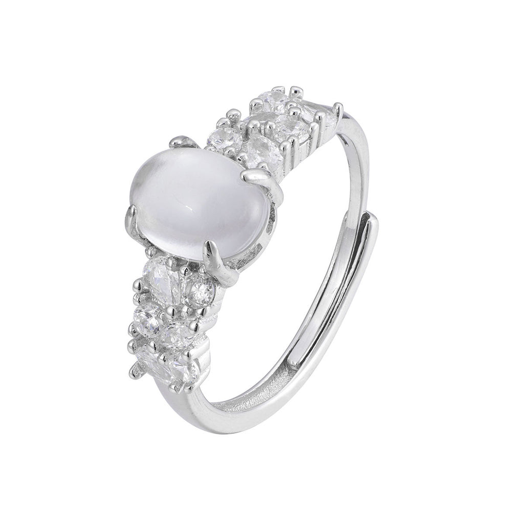 Damen Ring mit elegantem mondförmigem Edelstein und funkelnden Zirkonia-Verzierungen Shop Nory