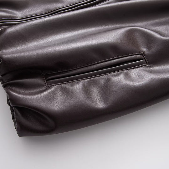 Damen Oversized Kunstleder-Blousonjacke mit Kragen, Reißverschluss und elastischem Saum Shop Nory