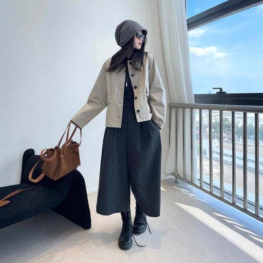 Damen Kurzjacke im Worker-Stil mit Cordkragen und aufgesetzten Pattentaschen Shop Nory