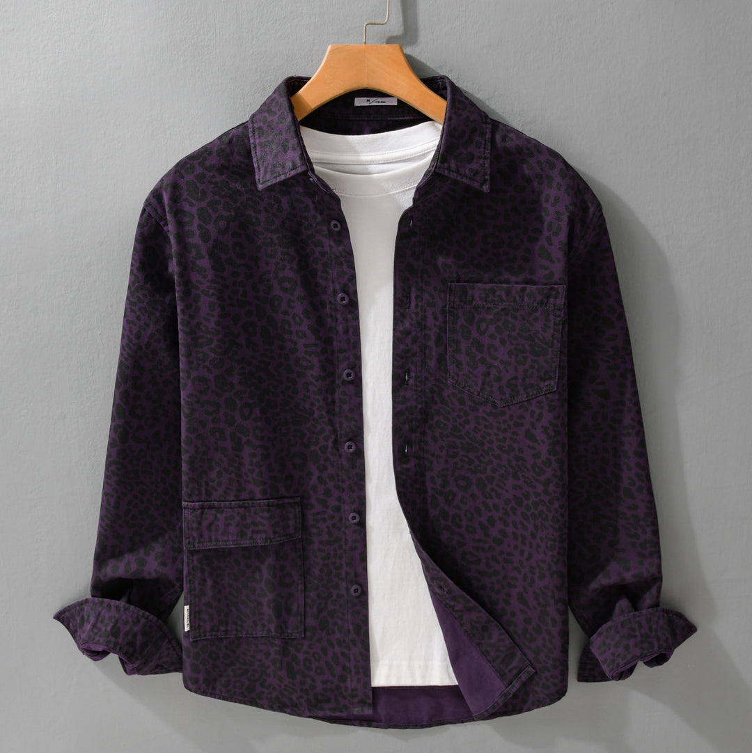Damen Oversized Hemdjacke im Leo‑Design mit aufgesetzten Taschen Shop Nory