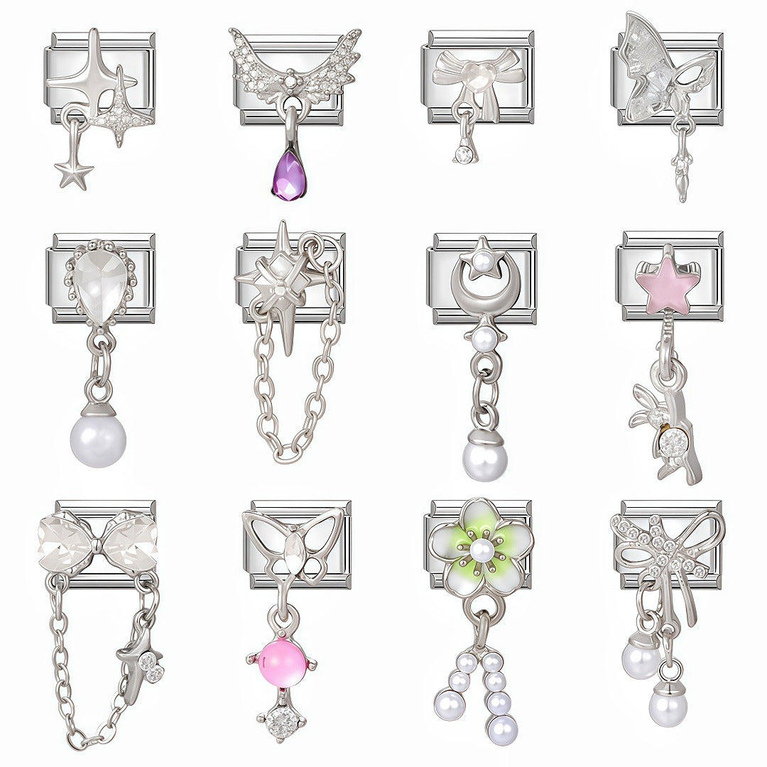 Zarte Schmetterling Charm-Link-Anhänger Aus Hochwertigem Edelstahl mit Kristallakzent