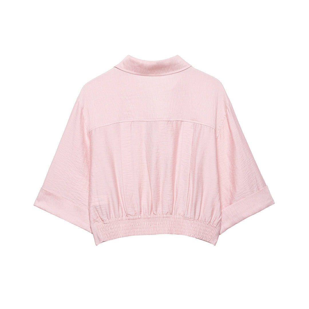 Damen Oversize Leichte Hemdbluse mit Umschlagärmeln und V-Ausschnitt Shop Nory
