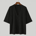 Damen V-Ausschnitt Oversize-Shirt aus strukturiertem Baumwollmaterial