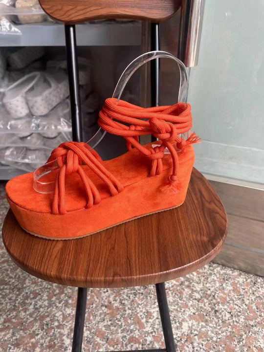 Damen Plateau-Sandalen mit geflochtenem Riemendesign