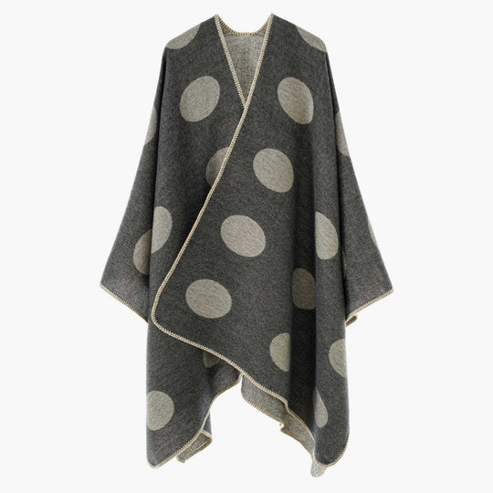 Damen Punkte-Überwurf Cape aus Wollmix mit Zierstich Shop Nory
