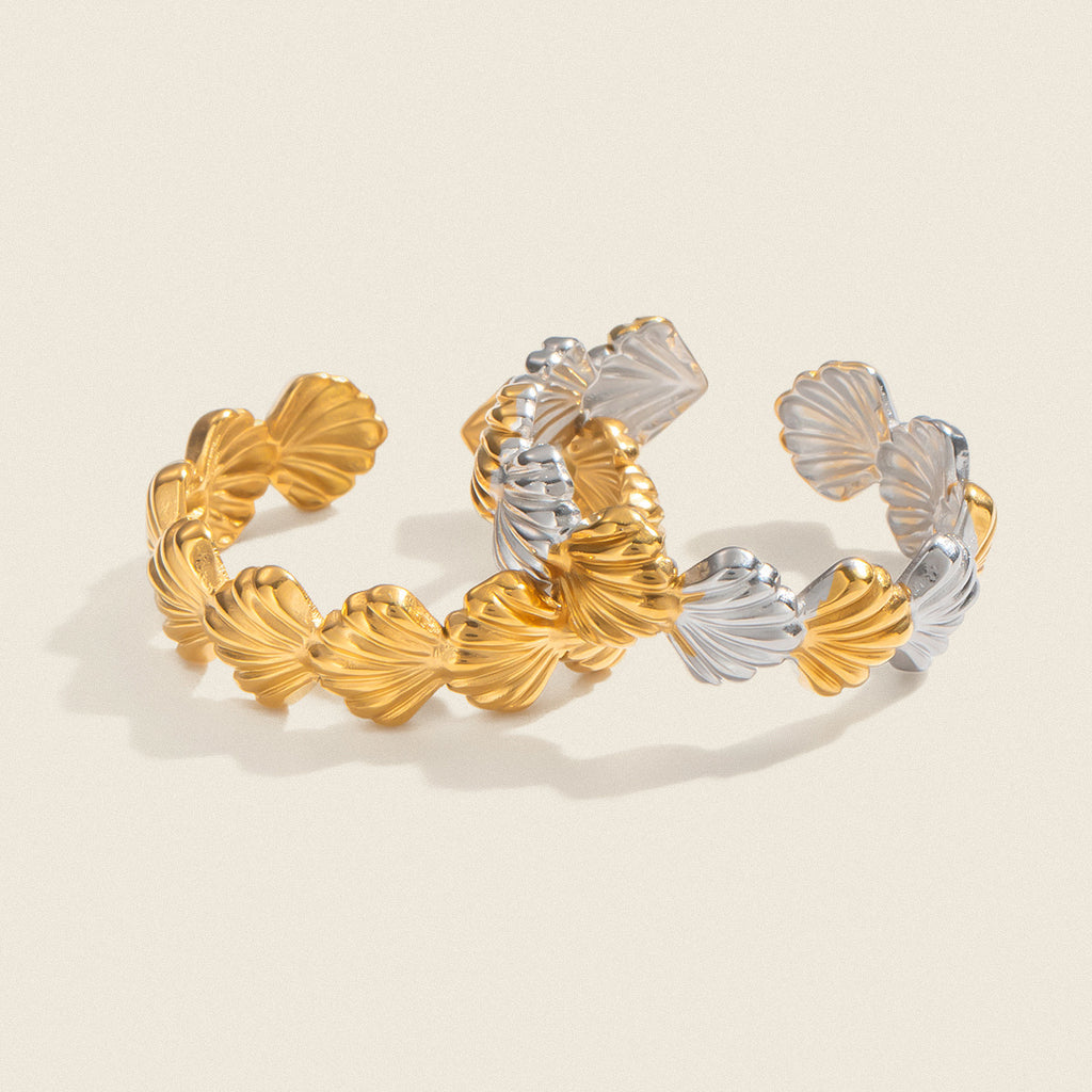 Damen Statement-Ring aus hypoallergenem Edelstahl mit elegantem Blätterdesign Shop Nory