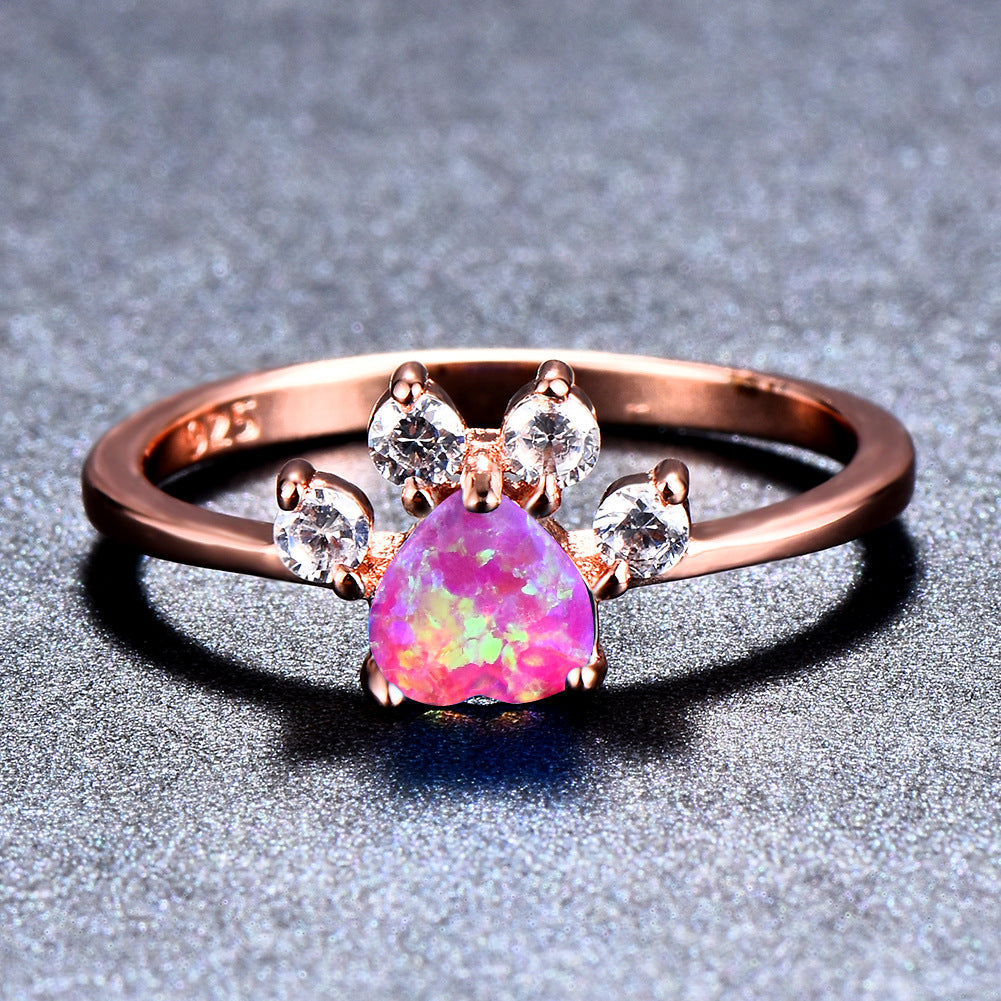 Damen Ring mit funkelndem orangefarbenem Stein und floralem Design Shop Nory