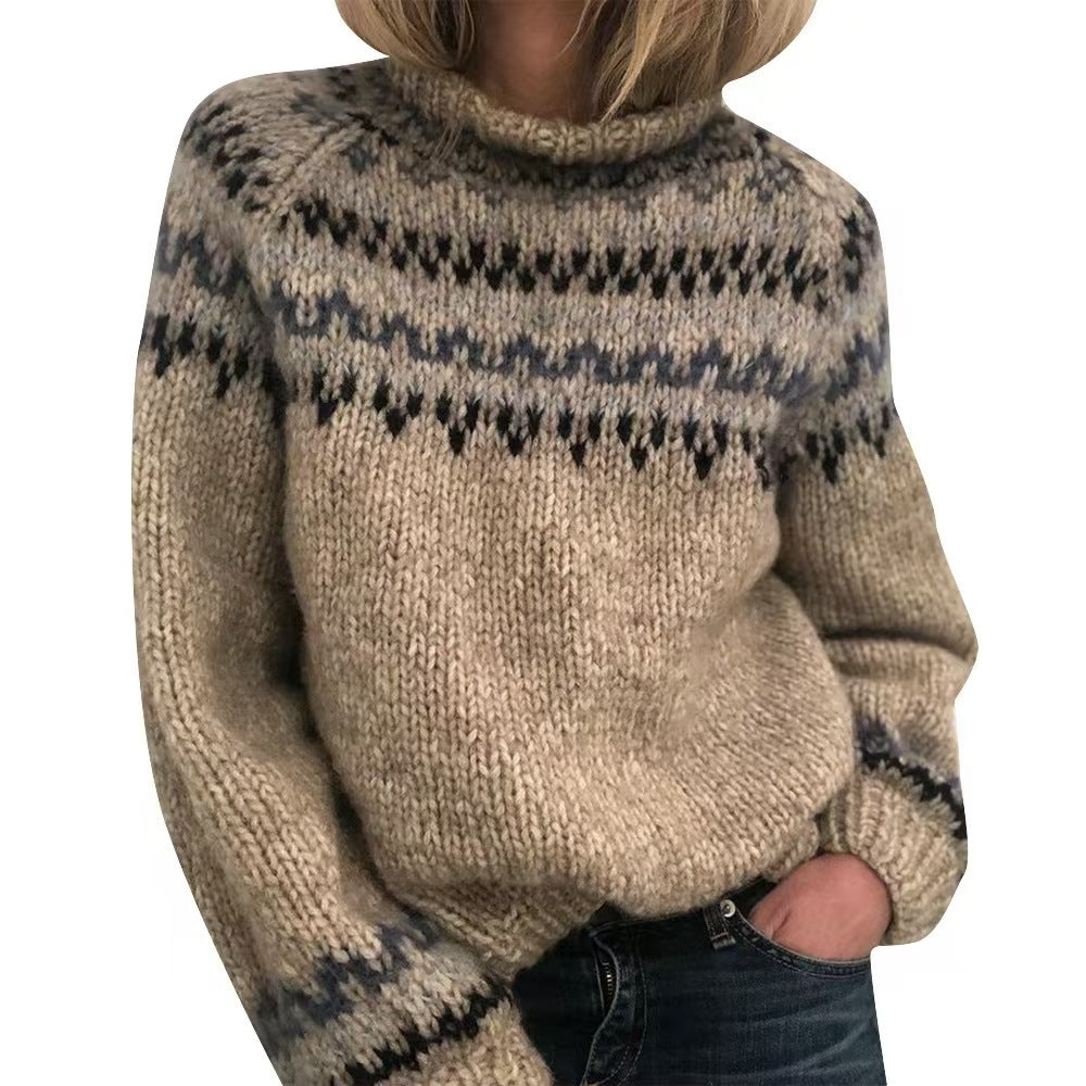 Damen nan kuscheliger Norweger-Strickpullover mit Stehkragen und Oversize-Passform Shop Nory