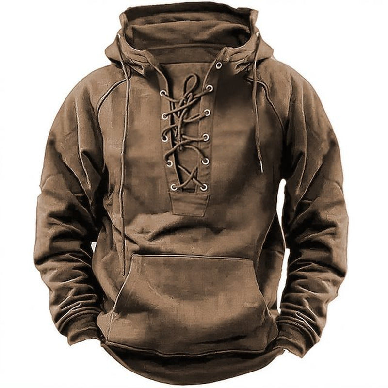 Herren Kapuzenpullover mit modernem Schnürdesign und weichem Innenfutter