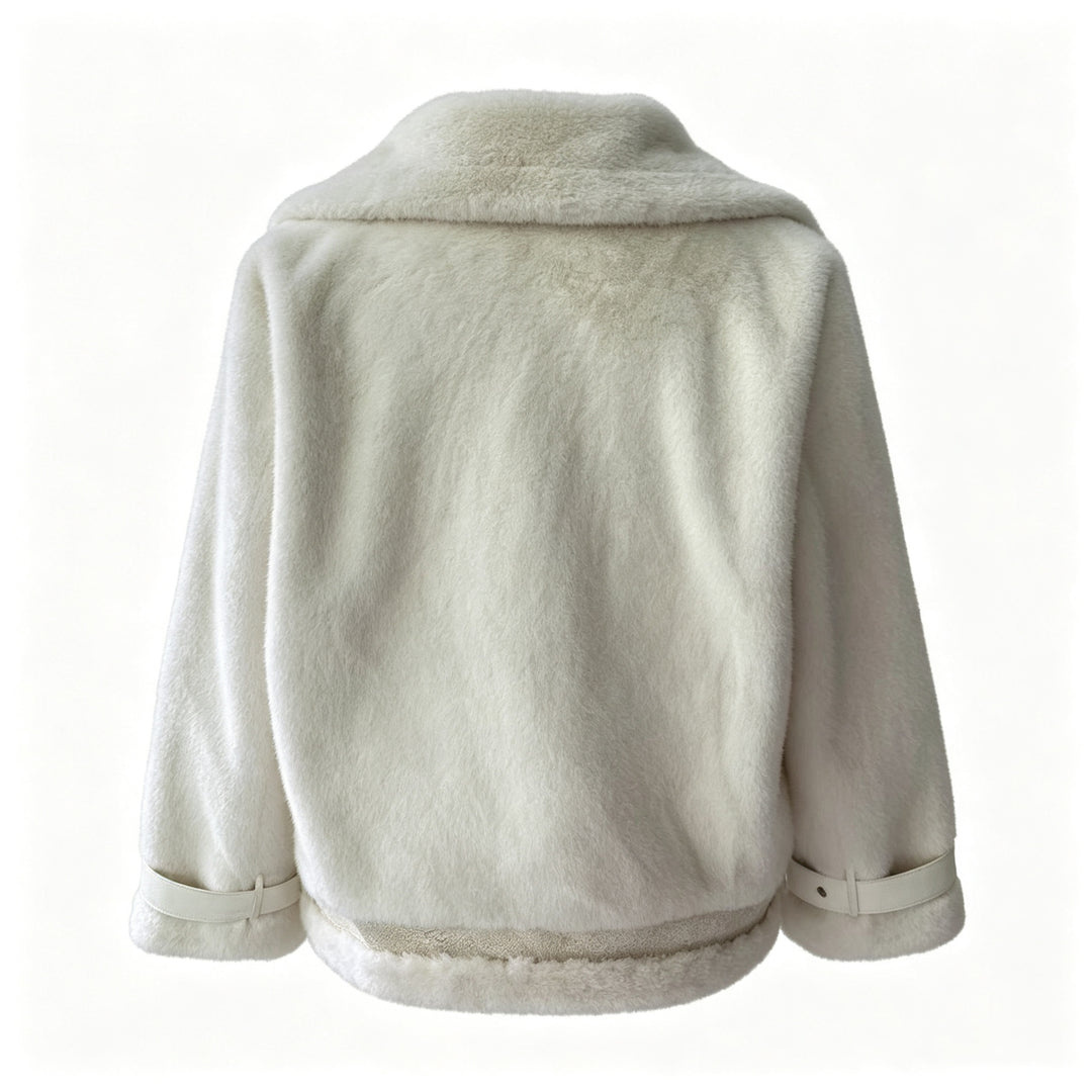 Damen Kurzjacke im Aviatorstil mit Kunstfell‑Futter und Schnallenärmeln Shop Nory