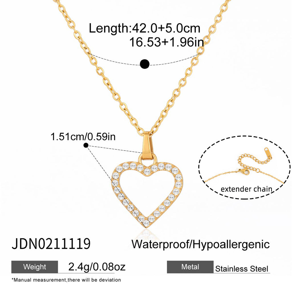 Damen Halskette mit herzförmigem Anhänger und funkelnden Zirkonsteinen Shop Nory