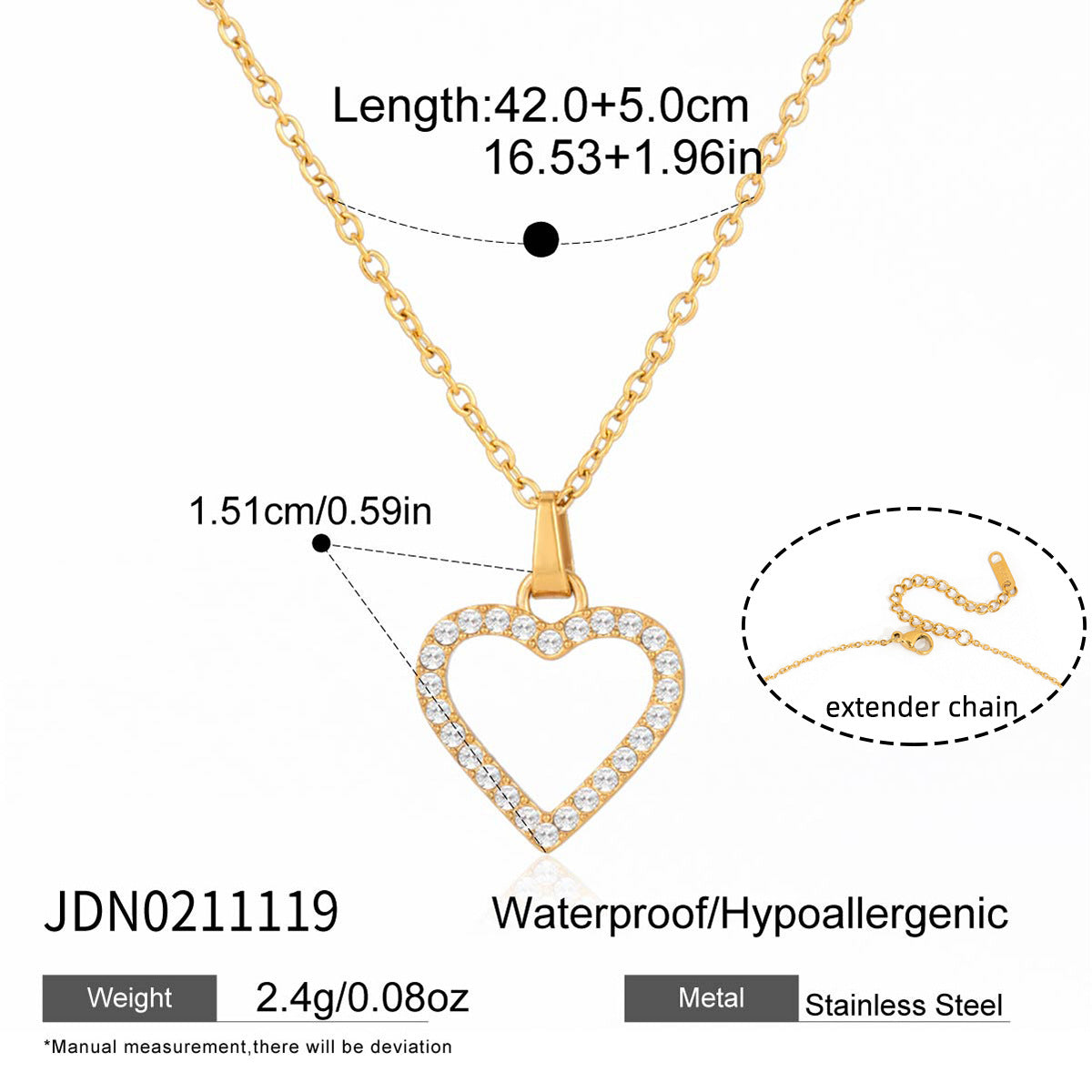 Damen Halskette mit herzförmigem Anhänger und funkelnden Zirkonsteinen Shop Nory