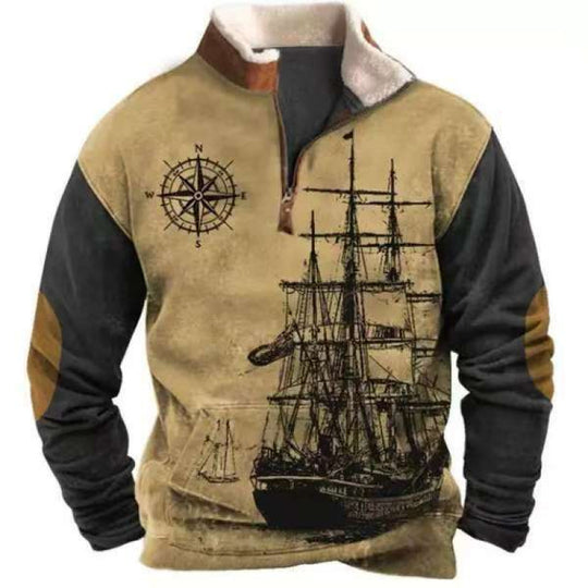 Herren Modischer Hoodie mit Kapuze und maritimem Druck Shop Nory