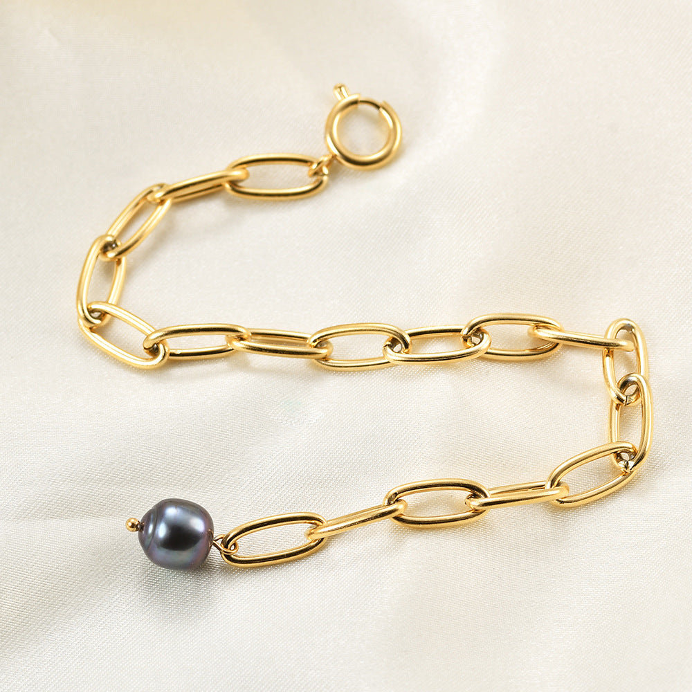 Damen Armband mit eleganten Gliederdesign und Perlenakzent Shop Nory