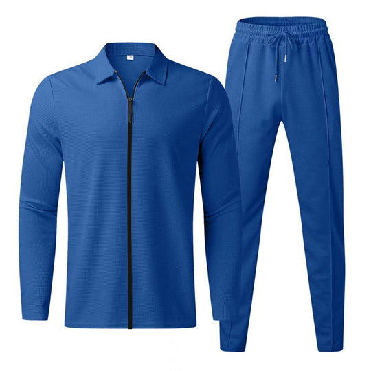 Herren nan strukturierter Halbreißverschluss-Polo mit Kentkragen und konischer Jogginghose mit elastischem Kordelbund Shop Nory