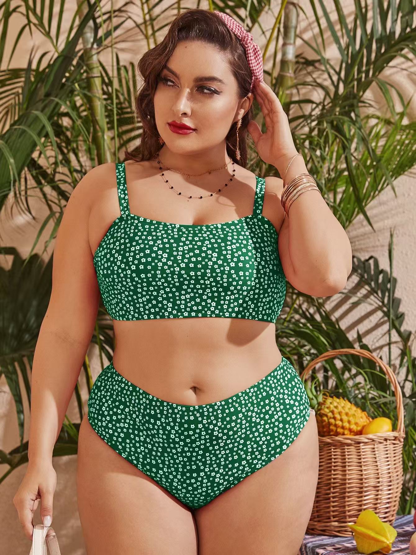 Damen Hochgeschnittener Bikini mit verspieltem Punktedesign