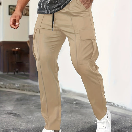 Herren Tapered Cargo-Jogginghose mit flachem Tunnelzug, Mehrfachtaschen & schmalem Knöchelsaum Shop Nory