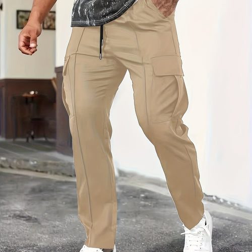 Herren Tapered Cargo-Jogginghose mit flachem Tunnelzug, Mehrfachtaschen & schmalem Knöchelsaum Shop Nory