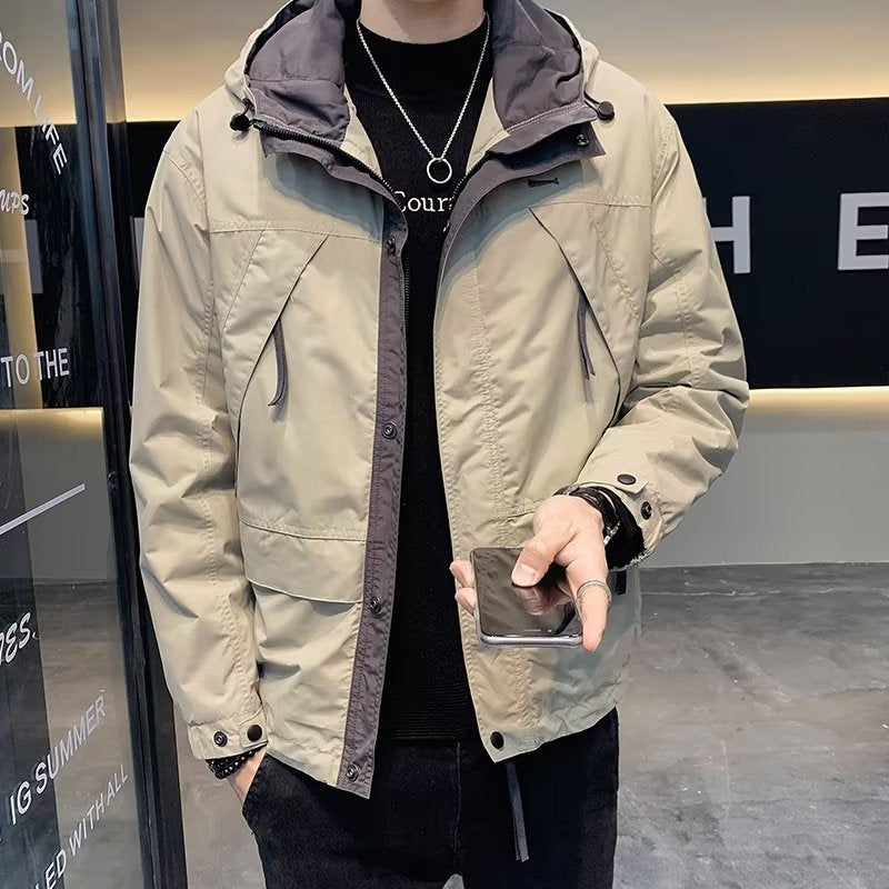 Herren Leichte Funktionsjacke mit Kapuze, wasserabweisender Mikro-Finish und Multifunktions-Taschen Shop Nory