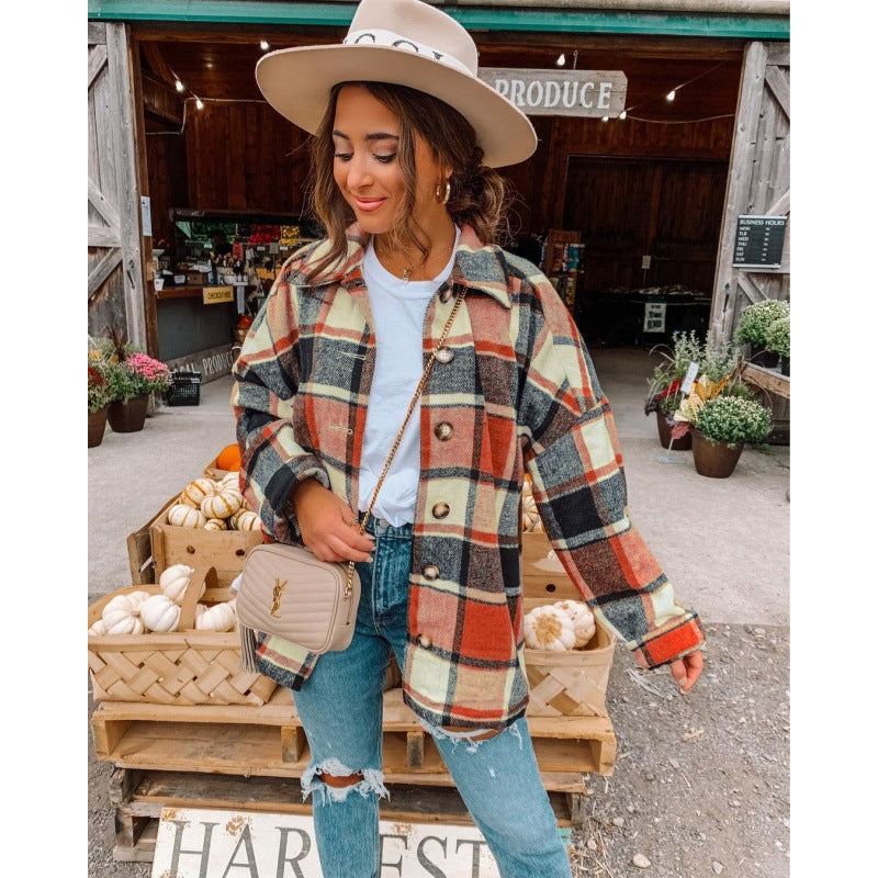 Damen Karierte Flanelljacke
