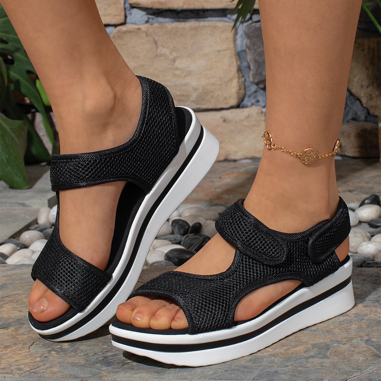 Damen Keil-Sandalen mit atmungsaktivem Mesh und verstellbaren Klettverschlüssen Shop Nory