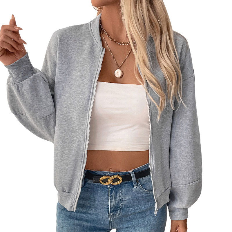 Damen lässige Sweatjacke mit voluminösen Ärmeln