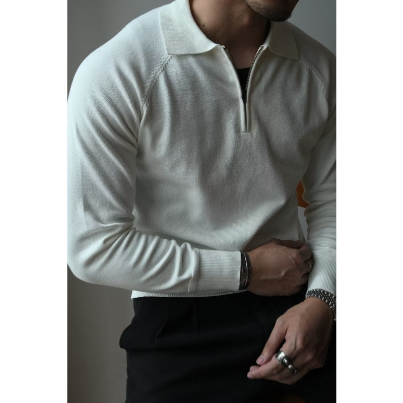 Herren Feiner Halbzip-Polopullover aus Feinstrick mit Polokragen und Rippbündchen Shop Nory