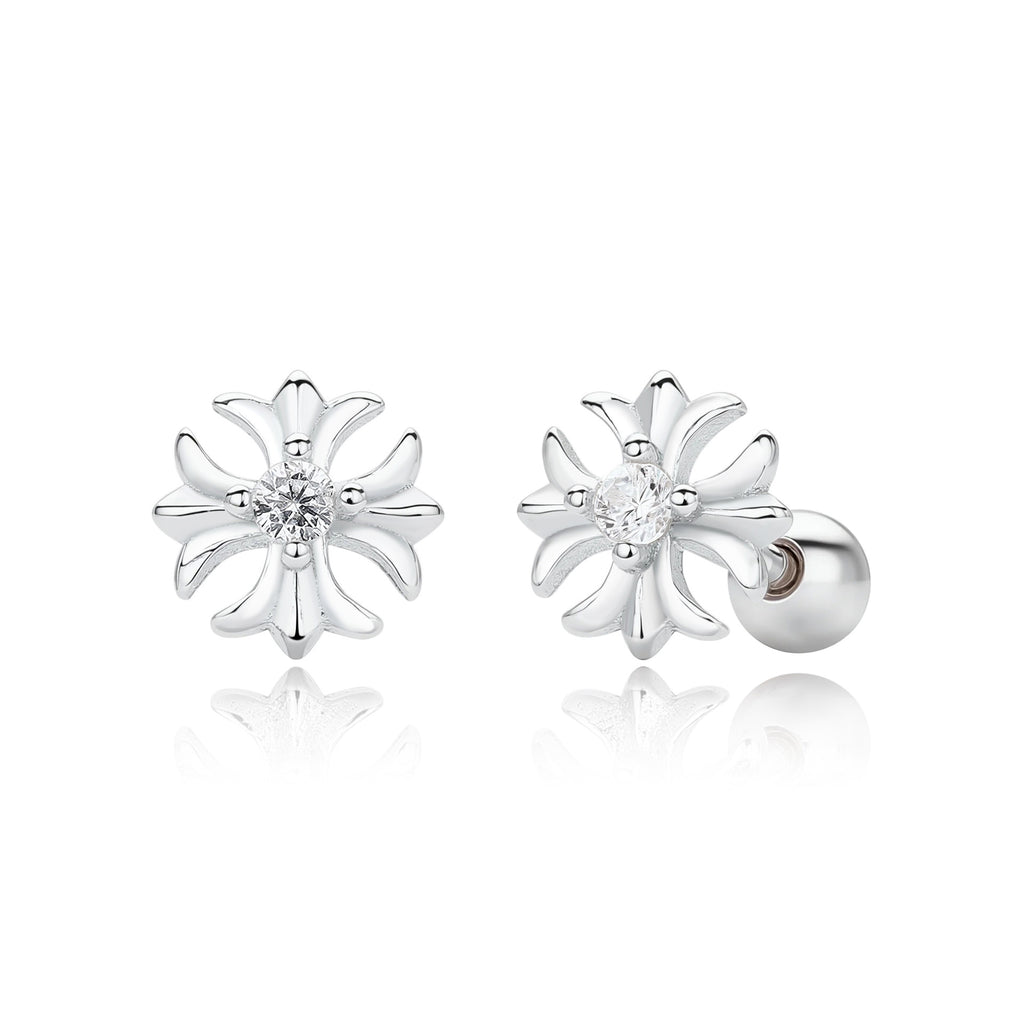 Damen Ohrringe mit floralen Motiv aus hochwertigem 925 Sterling Silber Shop Nory