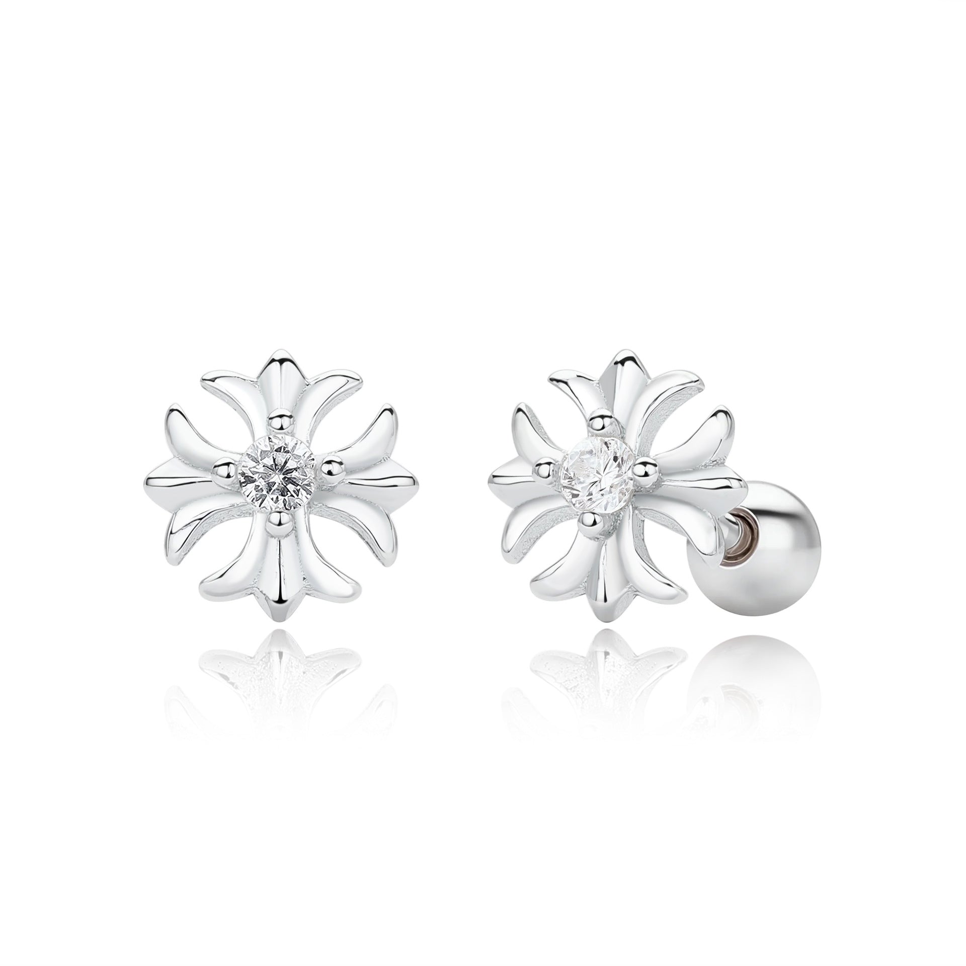 Damen Ohrringe mit floralen Motiv aus hochwertigem 925 Sterling Silber Shop Nory