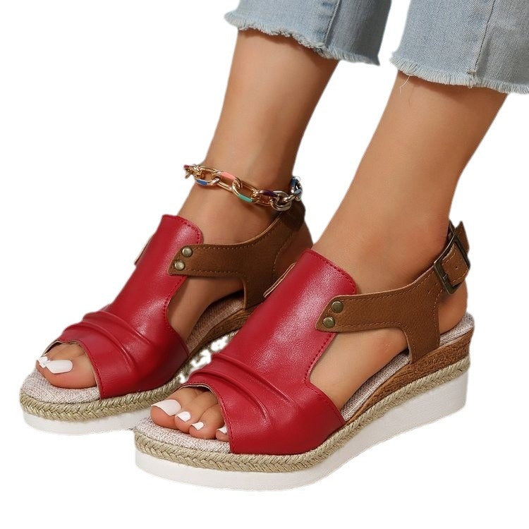 Damen Komfortable Plateau-Sandalen mit Riemen
