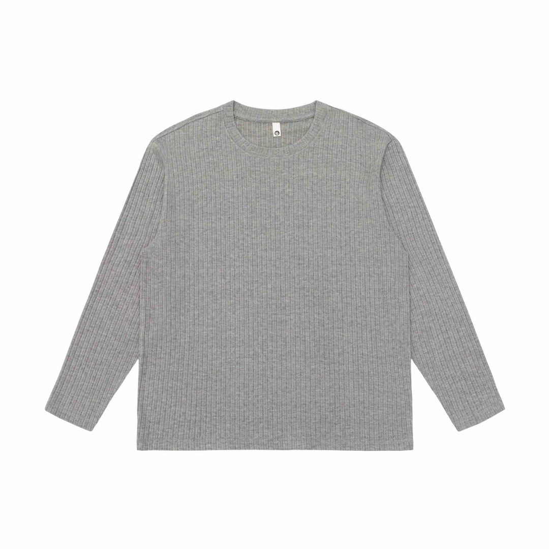 Unisex Fein geripptes Langarmshirt mit Rundhalsausschnitt und leichter Oversize-Silhouette Shop Nory