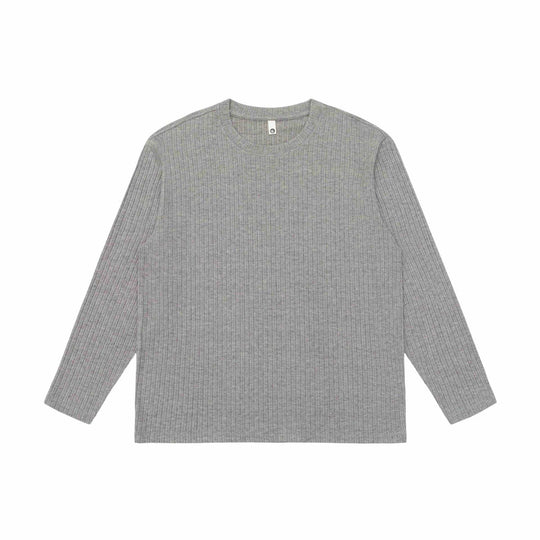 Unisex Fein geripptes Langarmshirt mit Rundhalsausschnitt und leichter Oversize-Silhouette Shop Nory