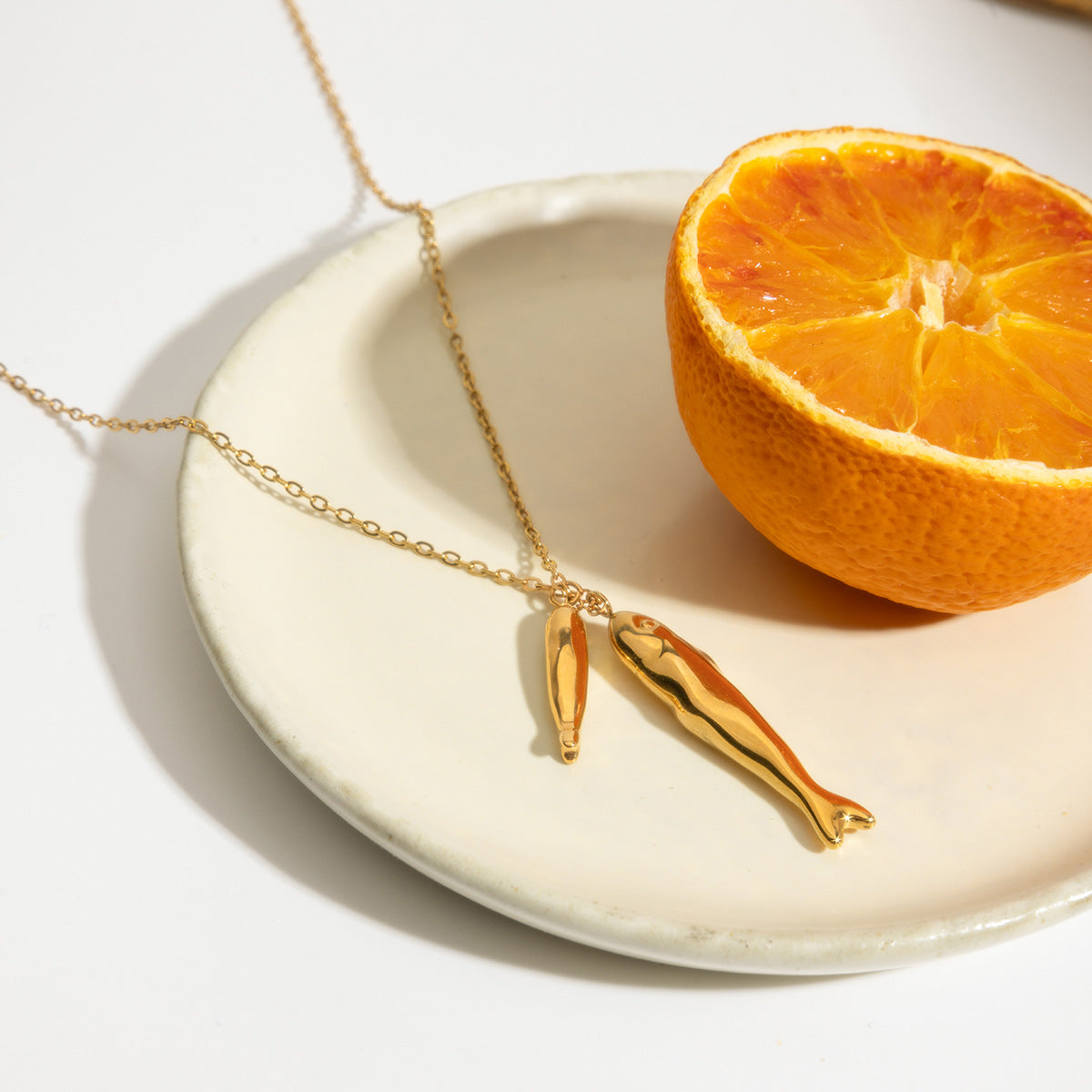 Damen Halskette mit Fisch-Anhänger und verstellbarer Länge Shop Nory